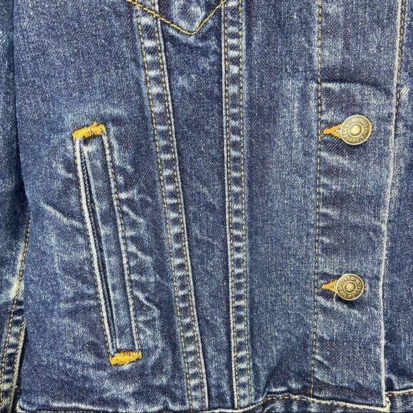 Levi’s Blue Dark-Wash Button-Up Collared Red Tab Denim Jacket Size Medium - Picture 3 of 10